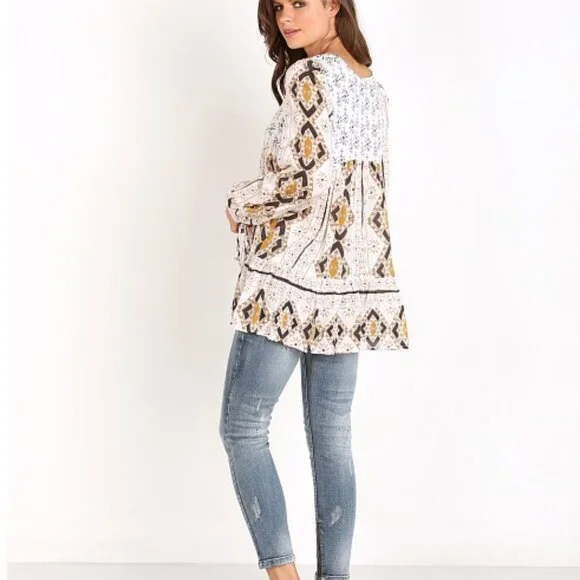 FREE PEOPLE BEIGE DOWN BY THE BAY TUNIC - Picture 4 of 7